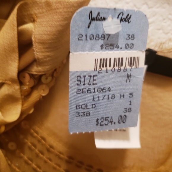 Julian Gold, Elegant Sheer Sequined Blouse - Picture 4 of 9